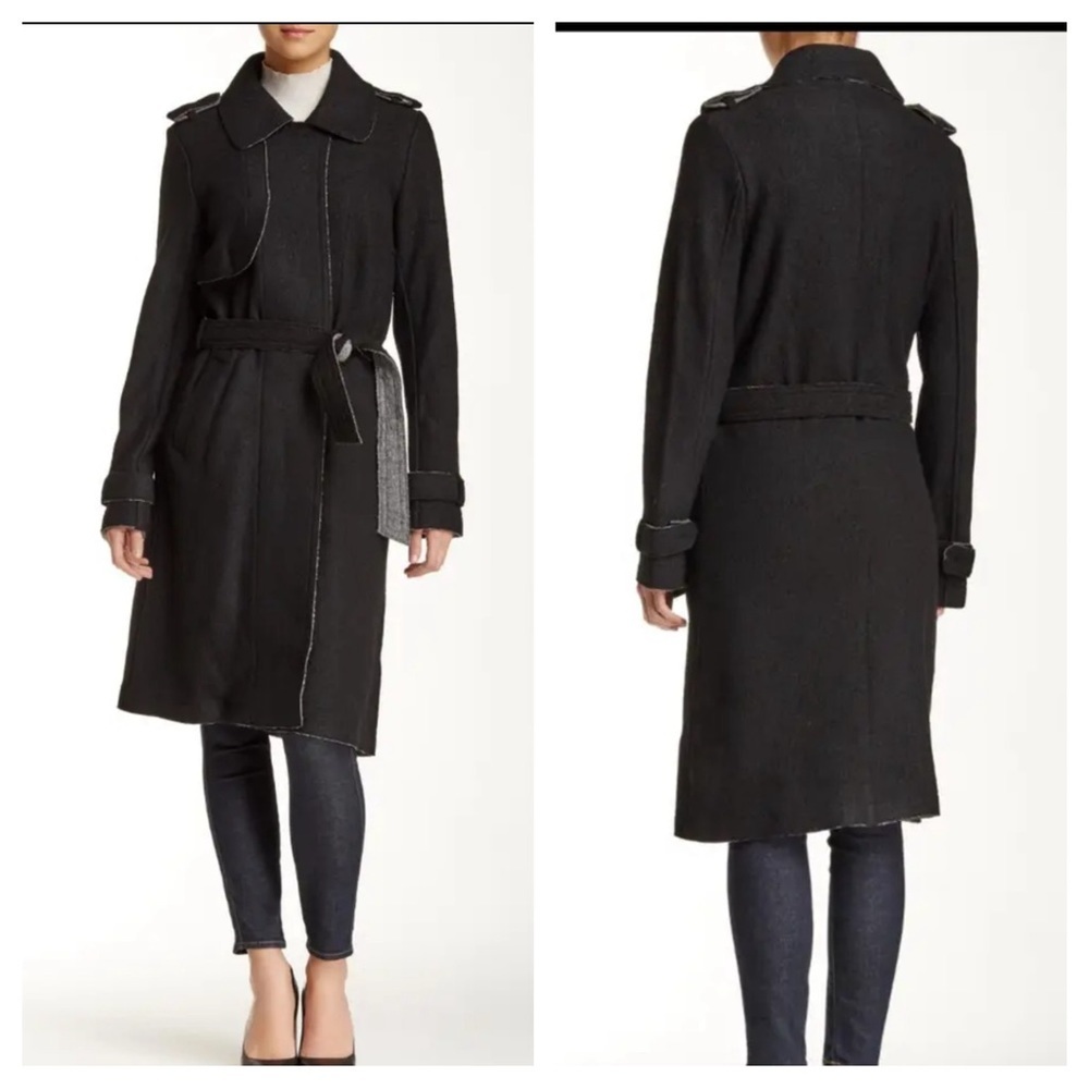 Black Women's Belted Trench Coat - Unbranded